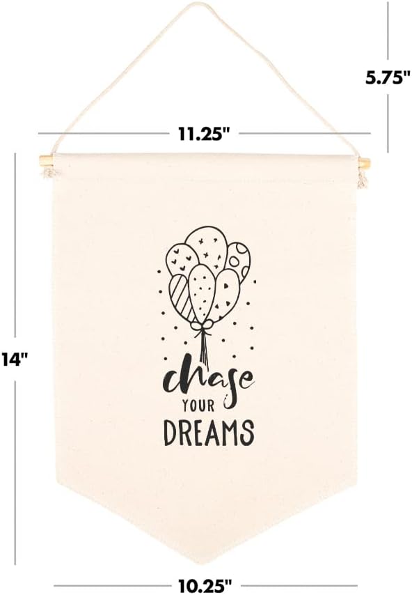 Andaz Press Hanging Wall Canvas Banner, Chase Your Dreams Canvas Tapestry Wall Hanging Banner for Baby Girl, Baby Boy, Kids Canvas Nursery Wall Decoration Banner, Pennant Flag Wall Art Decor, 1-Pack