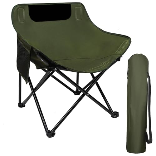 Image of ORILEY Folding BackRest Camping Chair Portable and Lightweight Carbon Steel Collapsible Chairs for Outdoor Picnic Fishing Beach Travelling & Gardening (1 Pc, Green)