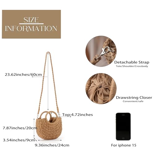 Bolso Tote de Paja Tejida para Mujer miniatura 5