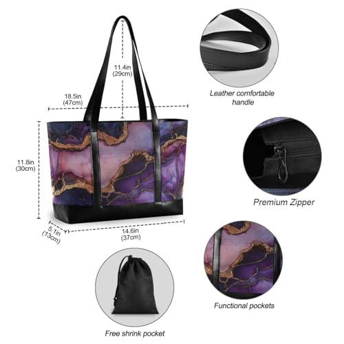 Marble Purple Burgundy professional work bag with laptop compartment with zipper tote for Travel Pool Swim Beach Vacation Necessities with lunch bolsa para laptop mujer4