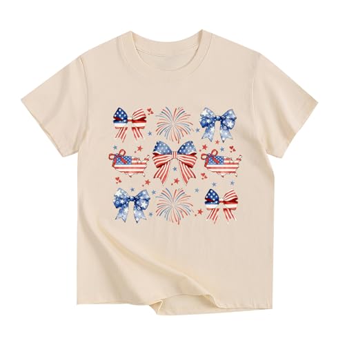 Rixalor Happy Fourth Patriotic T-Shirt Kids America Stars Stripes Graphic Tee Red White Blue Outfit