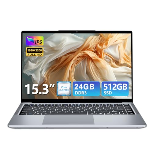 Gaming Laptop i5, 15.3 inch Laptops, Laptop Computer Up to 3.60GHZ, Traditional Laptops Computers for 24GB RAM 512GB SSD, Business Lap top Full HD 1920X1200 Display 180 Angle Opening WIFI 5 Win 11 Pro