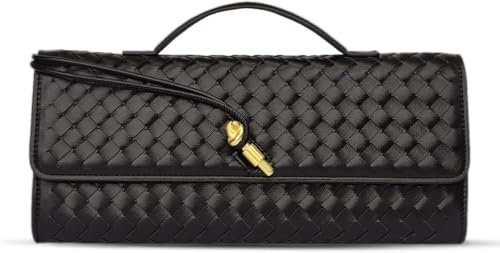 Evening Women's Woven Leather Clutch Handbag