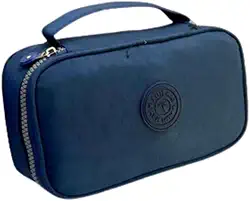 Estojo Escolar Box Grande Capacidade Organizador Necessaire Para Lápis Com 20 Elásticos Zíper Resistente Papelaria Fofa Estojo Tactel, PREMIUM (Azul Marinho)