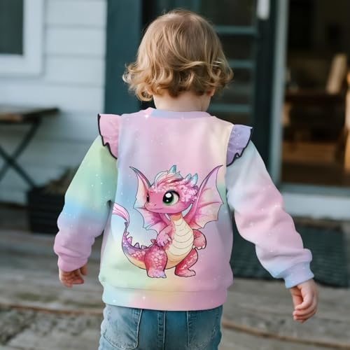 Girls Sweatshirts Stylish Long Sleeve Pullover Crewneck Tops Shirts Ruffle Comfortable for Girls 1-8 Years Old4
