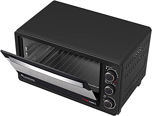 TurboTronic, minioven met draaispies, 23 l, 1500 W, zwart, rood, mini-oven met timer, pizzaoven, grill (black) - Afbeelding 7