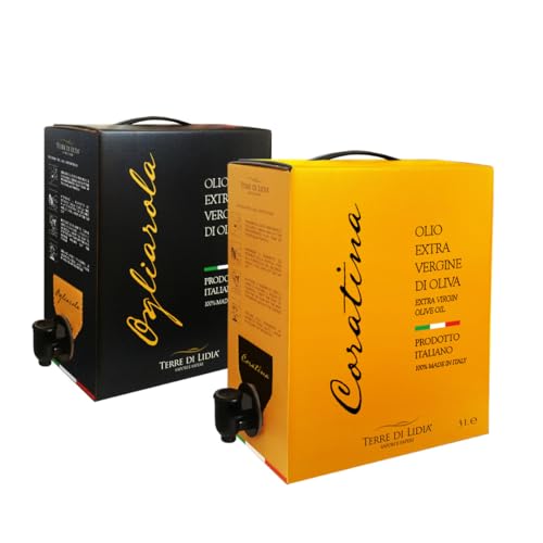 Terre di Lidia - 2 Pièces - Huile d'olive extra vierge - 2 x Bag in Box 3L-Produit 100% italien - Coratina+Ogliarola - Campagne 2025/2026