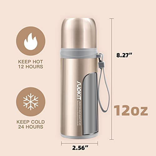 Supkit Small Coffee Thermos, Stainless Steel Thermos Cup, Bpa Free, Insulated Water Bottle For Hot Drink And Cold Drink, Perfect For Biking, Camping, Office, Car Or Outdoor Travel (12 Oz, Silver) #TOP1