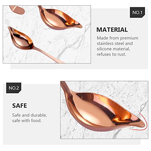 Doitool Sauce Drizzle Spoon Sauce Ladle Decorating Spoon Gravy Soup Ladle Stainless Steel Culinary Precision Drawing Saucier Spoons With Tapered Spout Rose Gold #TOP7