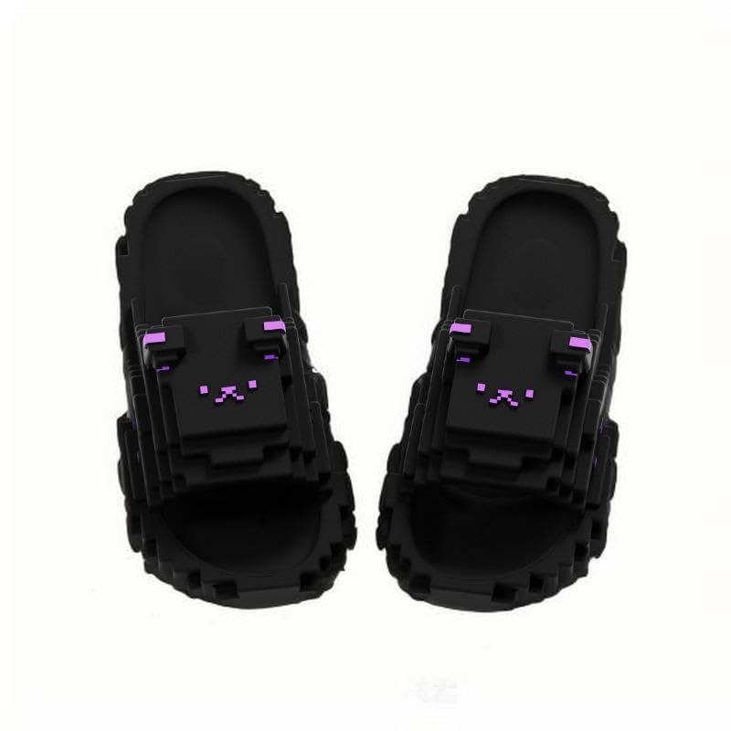 2025 new pixel cartoon sandals, unisex, pixel bear summer with non-slip water shoes, indoor and outdoor lightweight