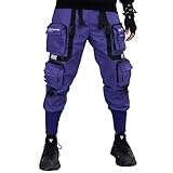 Fabric of the Universe Techwear Fashion Cargo Jogger Pants (Purple CG-Type 11R, Small)
