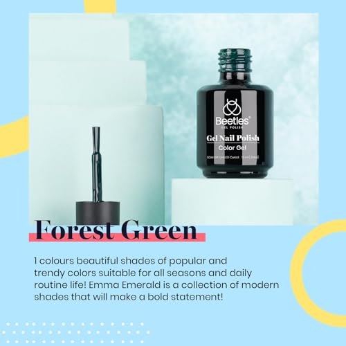 Image of Beetles Green Gel Nail Polish, 15ML 0.51OZ Dark Color Soak Off UV Nail Lamp Forest Gel Polish Manicure Salon DIY Fall Nails Art Design Decoration at Home