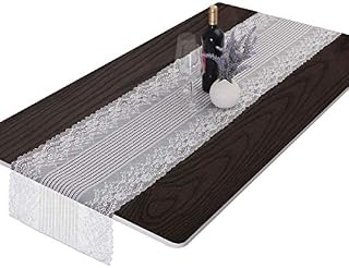mookaitedecor White Lace Table Runner for Wedding Decor,Embroidered Floral Table Runner for Party Tabletop Decoration,15x52 Inch