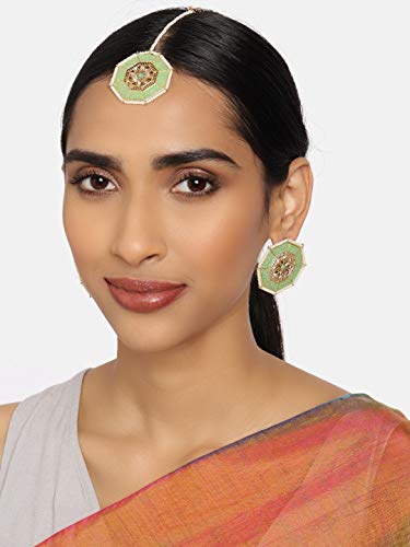 Meenakari Ethnic Stud Earring & Maangtikka Set For Women