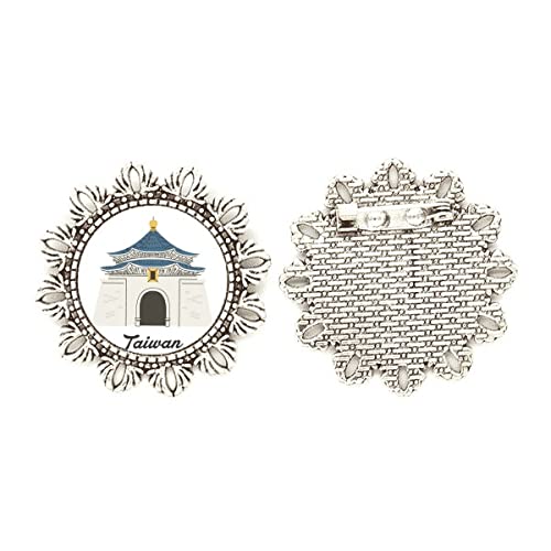 Broche de plata flor Chiang Kai-shek Memorial Hall complemento viaje mujer hombre