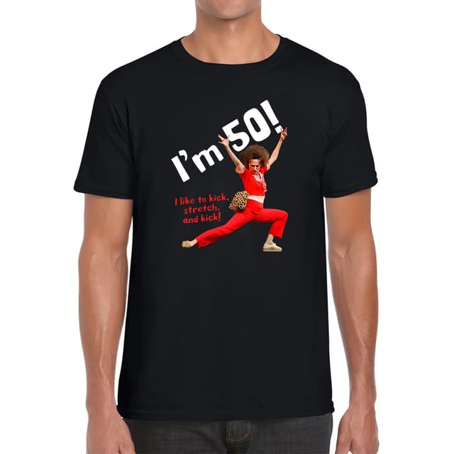 Generic Sally Omalley I'm 50 T-Shirt I Like to Kick Stretch and Kick Shirt Unisex Crewneck Short Sleeve Casual Graphic Tee3