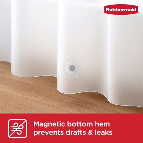 Image of Rubbermaid Heavyweight PEVA Shower Curtain Liner, Waterproof Shower Liner with Rustproof Metal Grommets and Weighted Magnetic Hem, BPA-Free, 70 x 72 Inches, Frosty with Charcoal Grommets (Pack of 2)