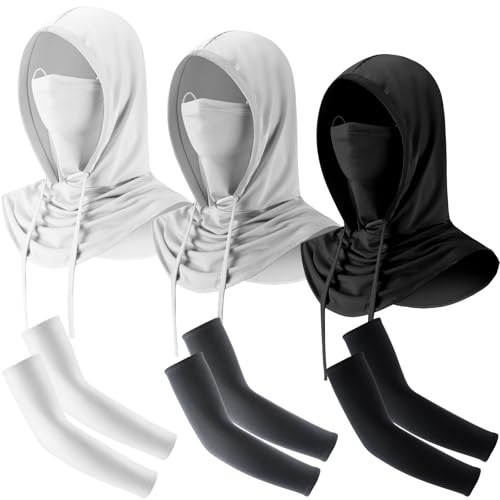 Image of Frienda Balaclava Ski Mask and Arm Sleeves Sun Protection Hood Breathable Full Head Mask Face Cover for Men Women