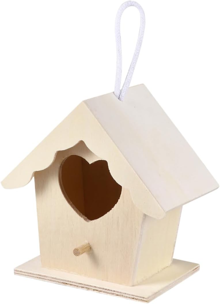 Abaodam Wooden Bird Nest House Hanging Ornament Shape for Canary Yellowbird