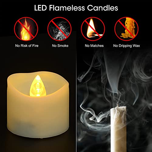 Yme 12 Packs Battery Operated Tea Lights With Timer, Flameless Led Votive Candles Electric Fake Mini Tealights Candle For Home Room Bedroom Birthday Wedding Mother's Day Decorations, Warm White #TOP2