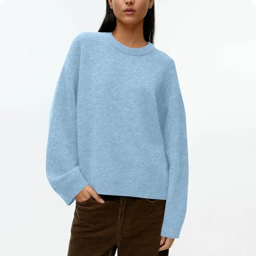 Fall Sweaters for Women 2025 Casual Chunky Knit Sweater Trendy Warm Solid Long Sleeve Crewneck Pullover Outfits2
