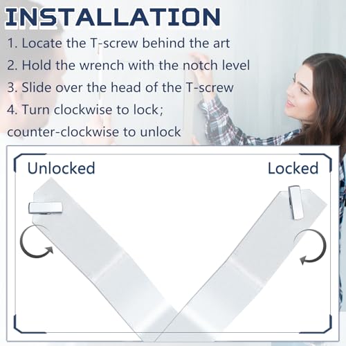 Image of 31 Pcs Security Picture Hangers Set, 30 T Head Screws and 1 Hardened Wrenches, Anti Theft Frame Locking Hardware for Hotel Museum Gallery