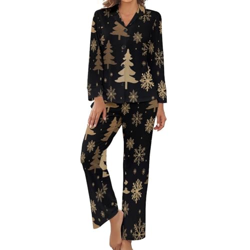 Pyjama femme 2 pièces imprimé sapin de Noël vêtement d'intérieur grand taille