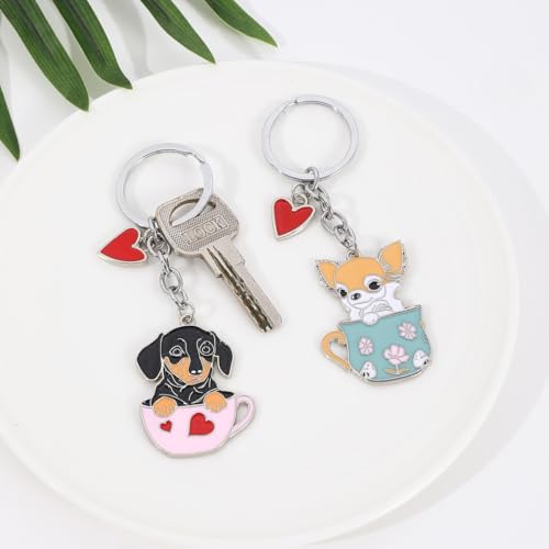 BT Bear Hunde-Schlüsselanhänger, niedlicher Metall-Schlüsselanhänger, Taschenanhänger, Chihuahua