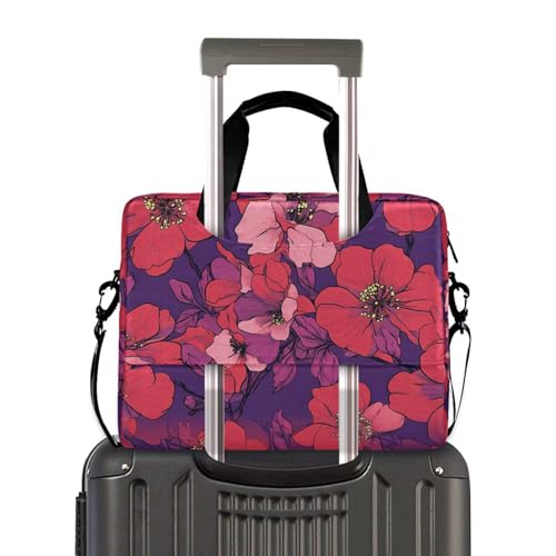 Maletín rojo con patrón de flores para laptop 13-15.6" miniatura 4