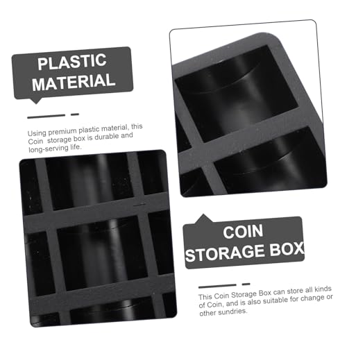 Caja para monedas de plástico, pack de 2, color negro miniatura 7