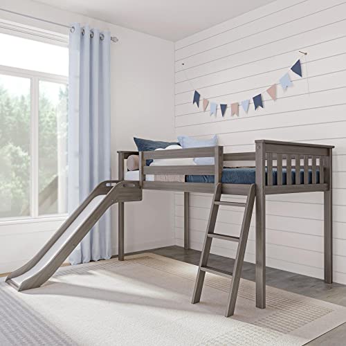 Max & Lily Twin Size Low Loft Bed with Slide and...