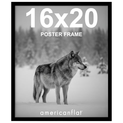 Image of Americanflat 16x20 Picture Frame with Polished Plexiglass - Streamline Collection - Thin Border Picture Frame for Wall Display - Hanging Hardware Included - Black