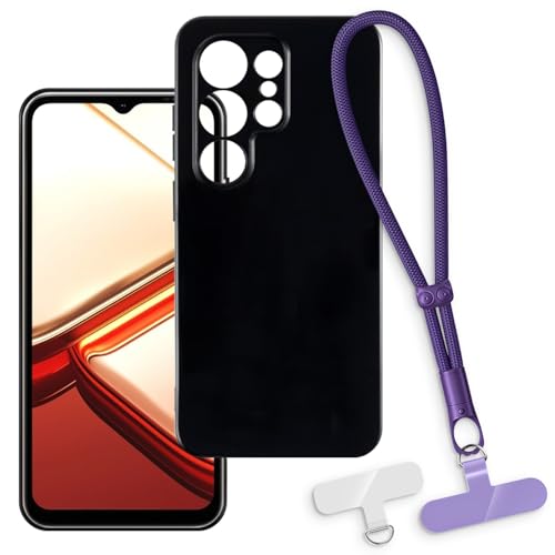 OAGELIM 2-in-1�ی�P�[�X�ƃ��X�g�X�g���b�v Doogee Note 56X Pro 4G �Ƃ̌݊������� ���O���\�ȃ��j���[�h�t���d�b�J�o�[�A����~�ߕ����h�~�O���b�v�n���h�� (�u���b�N + �p�[�v��)