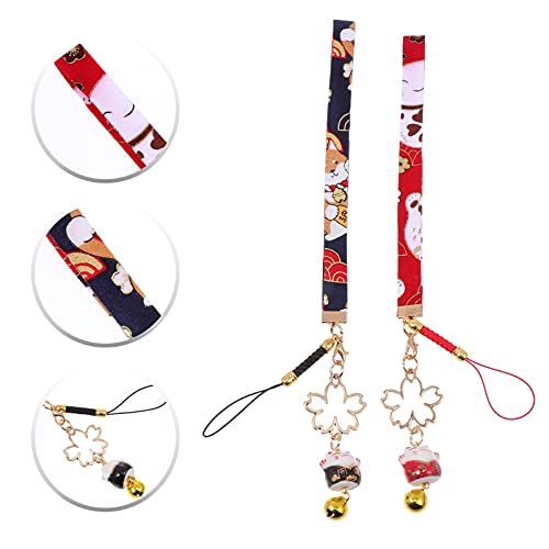 Popetpop Wrist Lanyard 2Pcs Lucky Cat Phone Charm- Cute Fortune Cat Phone Strap Pendant Phone Bracelet Keychain Hanging Decoration Cell Phone Lanyards #TOP2