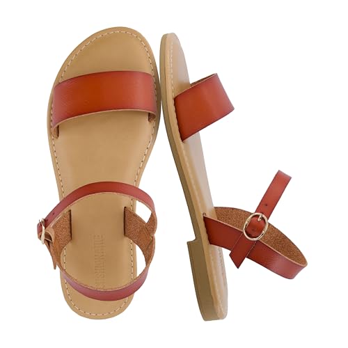 Image of CUSHIONAIRE Clara Casual Flat Girls Sandals, Adjustable Buckle Ankle Strap with Lightweight Cushioned Comfort Kids Sandals