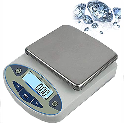 Balanza electrónica portátil, balanza de laboratorio de precisión, balanza analítica electrónica, balanza digital de laboratorio para laboratorio, joyería, industria, cocina, negocios, 2000 g/0,01 g.