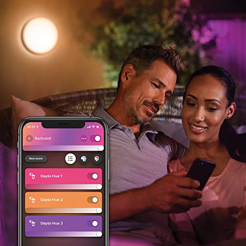 Philips Hue White & Color Ambiance Daylo Wandleuchte für den Aussenbereich schwarz 950lm, dimmbar, bis zu 16 Mio. Farben, steuerbar via App, kompatibel mit Amazon Alexa (Echo, Echo Dot) 2