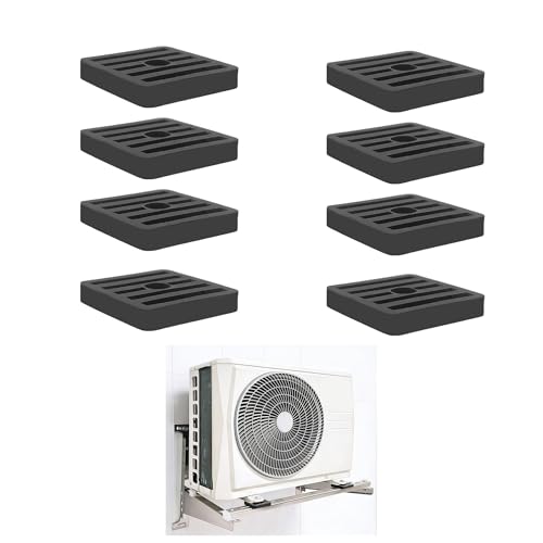 8Pcs Mini Split Anti Vibration Rubber Pads - Small Split Wall Mounting Bracket Isolation Mat for Air Conditioner Condenser Heat Pump System Outdoor Condenser Unit A/C HVAC, 1.85" x 1.85" x 0.31"