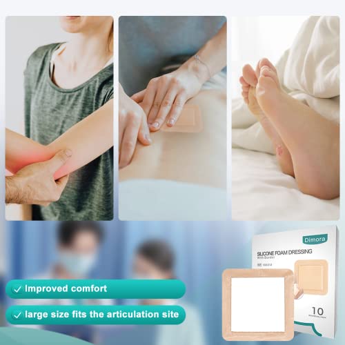 Dimora Silicone Foam Dressing With Border Adhesive 6 Inchx6 Inch Waterproof Wound Dressing Bandage For Wound Care 10 Pack thumb #1