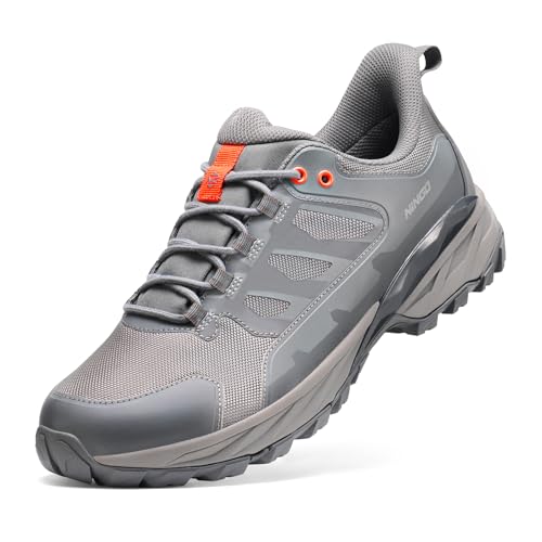NINGO Mens Waterproof Hiking Shoes, Low Top Non Slip