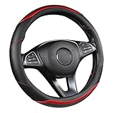 「ティエスオ」 スバル ＷＲＸ Ｓ４ ハンドルカバー ステアリングカバー O型 薄いタイプ ツートン 握りやすい 潤い手触り 滑り止め 耐熱 車用品 カーアクセサリー 1P ZG-OS レッド