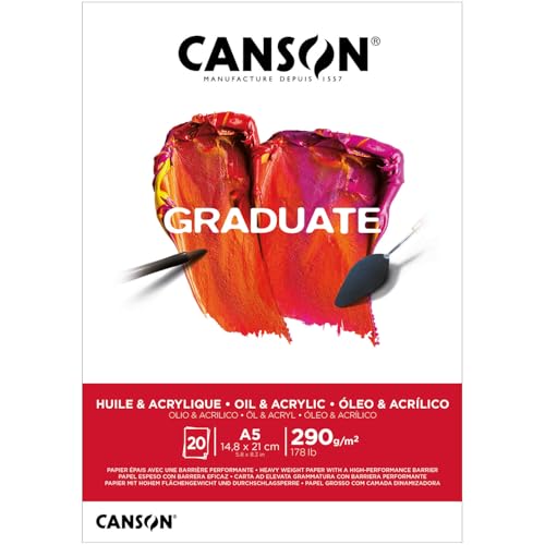 NEU Graduate Öl- und Acrylpapier Block, DIN A5, 20 Blatt, 290 g/m²