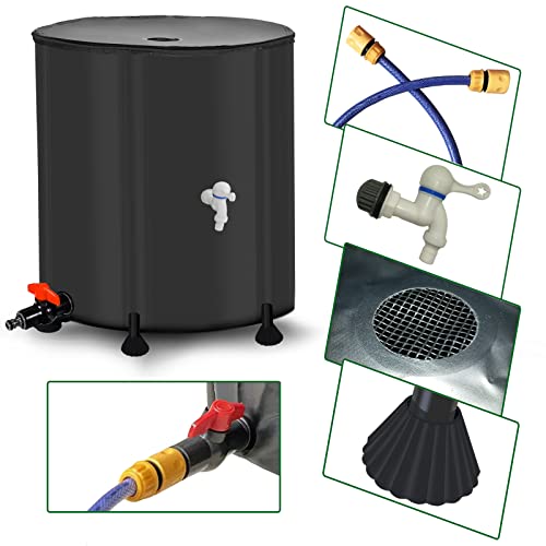 Rain Barrel, Portable Rainwater Storage Tank, Collapsible Rain Barrel Watering System With Faucet Kit & Filter (53 Gallon Black) #TOP2