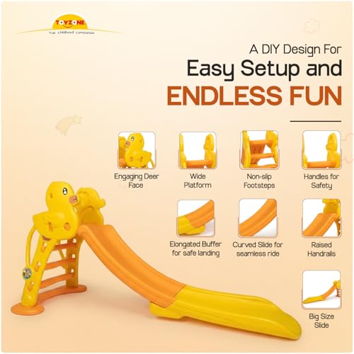 Image of Toyzone Duck Slide for Kids | Baby Play Slide | Indoor & Outdoor Kids Slider | Easy Assembly | Safe Rounded Design | BIS Certified | Made in India | Kids Slide for 2-8 Years, Upto 70 kgs