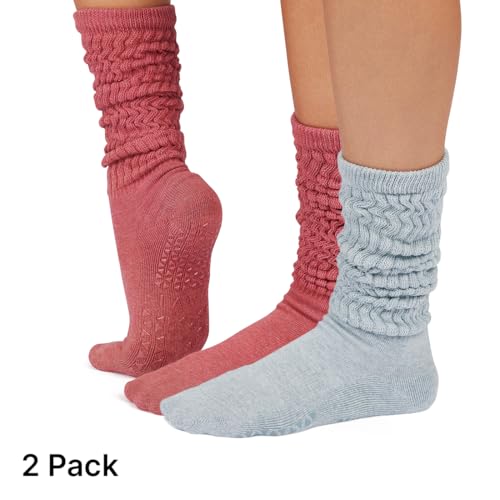 Image of TAVI Stacy Slouch Pilates Socks with Grips for Women | Non-Slip Grip Socks, Patented Grip Sole Design, Soft Organic Cotton Blend, Arch Band Support; Use for Yoga, Barre, Lagree