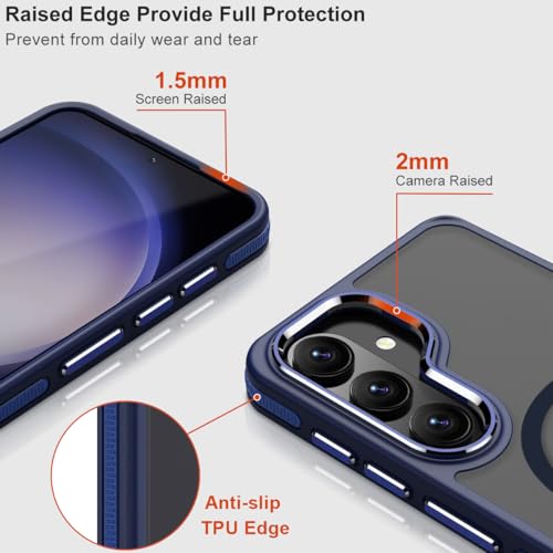 Image of MALEWOLF Case for Samsung Galaxy S26 Plus, Compatible with Magsafe, Translucent Cover [Military Grade Shockproof] [Anti-Slip Edge], Color Hybrid Magnetic Case for Galaxy S26+ (Darkblue)