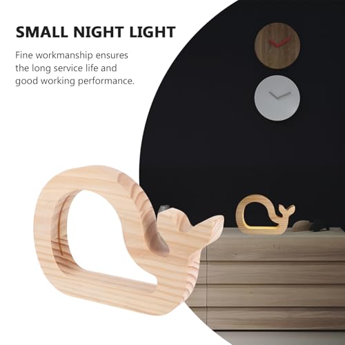 Lámpara de noche de ballena de madera BESPORTBLE recargable miniatura 6
