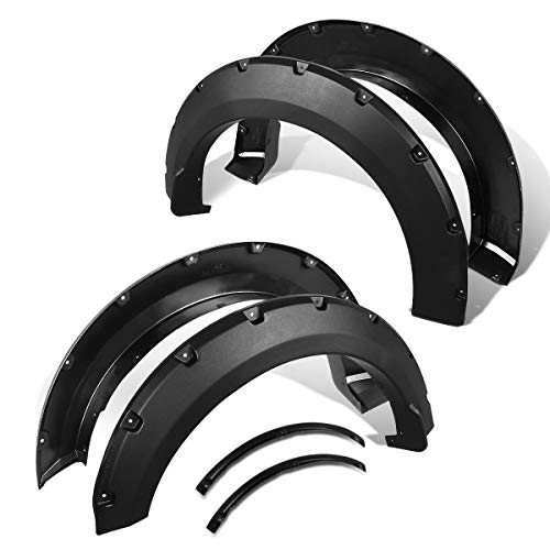 DNA Motoring WF-81006-MBK Pocket-Riveted Style Fender Flare Cover Wheel Protectors Compatible with 15-18 F-150 W/o Tech Package