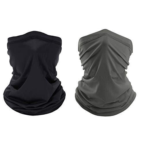 TownCat Bandana Stirnband, Multifunktionale Sonnen-UV-Schutz-Sturmhaube, elastische Kopfbedeckung, atmungsaktives Snood, für Camping, Laufen, Motorradfahren (Schwarz + Grau) Cover