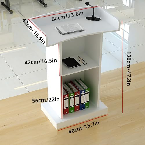 Atril de bodas y discursos en color blanco con base estable y balda interior 3